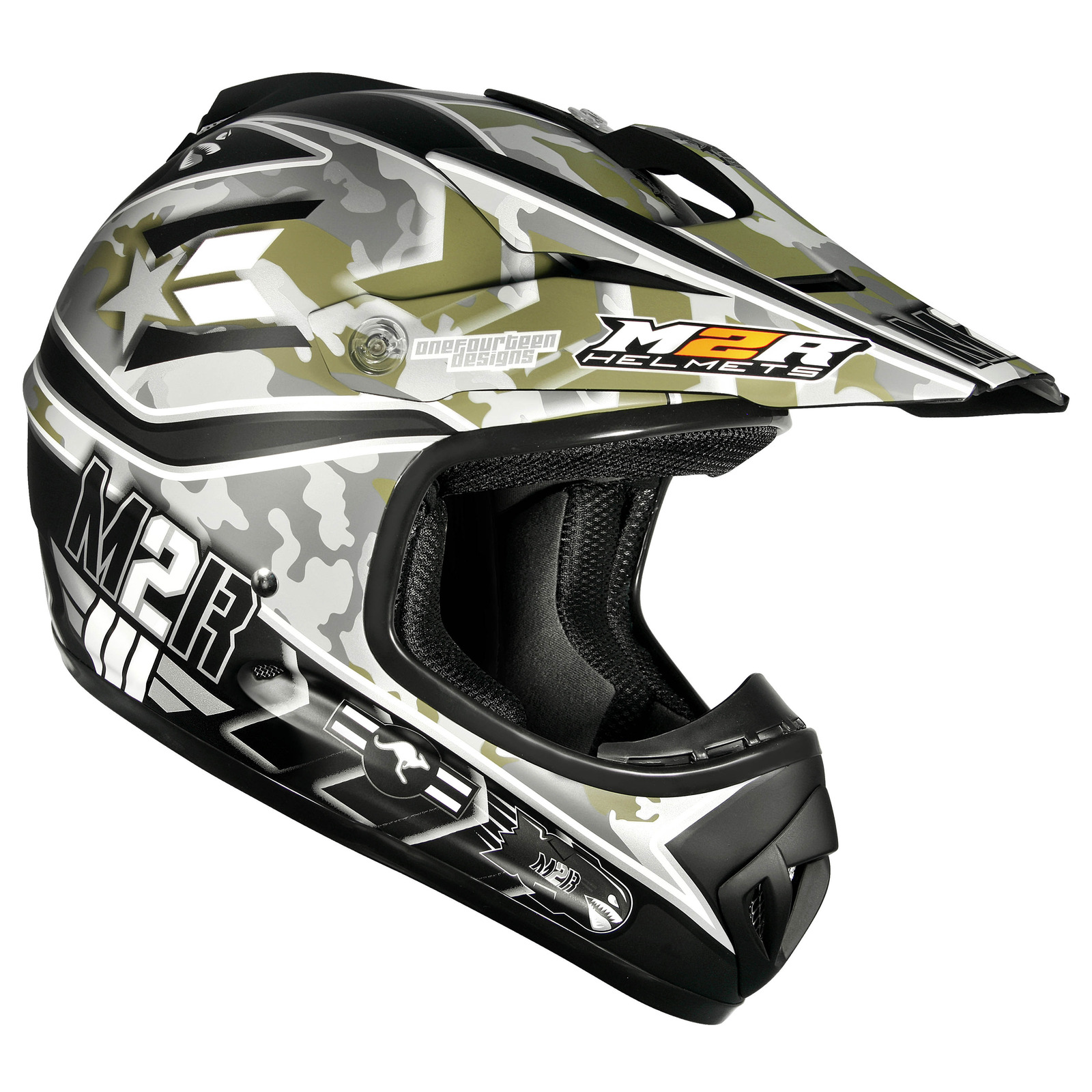 M2R NEW Mx X2.5 Combat Camo Green Matte Black PC5F Motocross Dirt Bike