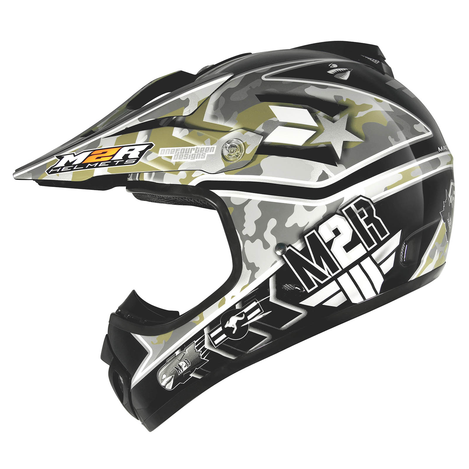 M2R NEW Mx X2.5 Combat Camo Green Matte Black PC5F Motocross Dirt Bike