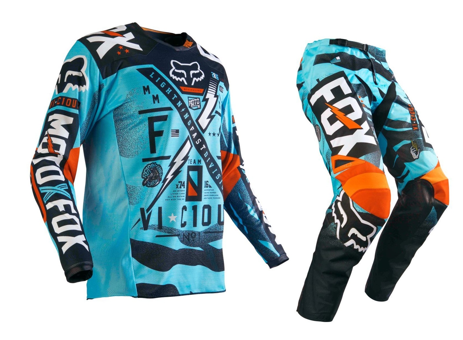 Fox Racing NEW 2016 Mx 180 Vicious Aqua Orange BMX Motocross Dirt Bike