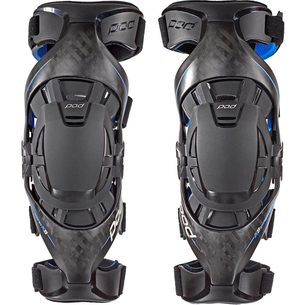 POD NEW K8 Carbon Blue Mx Kneebraces Pair Dirt Bike Motocross Knee
