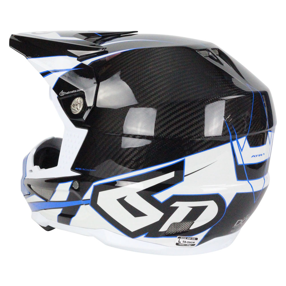 6D Helmets NEW Mx ATR1 Electric Blue Carbon Fiber ODS Motocross Helmet