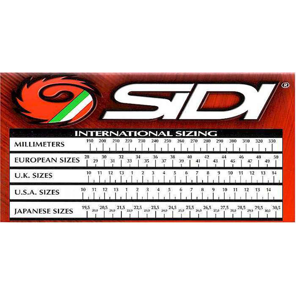 Sidi Cycling Mtb Shoe Sizing Sidi Shoe Size Chart Sidi Size Guide