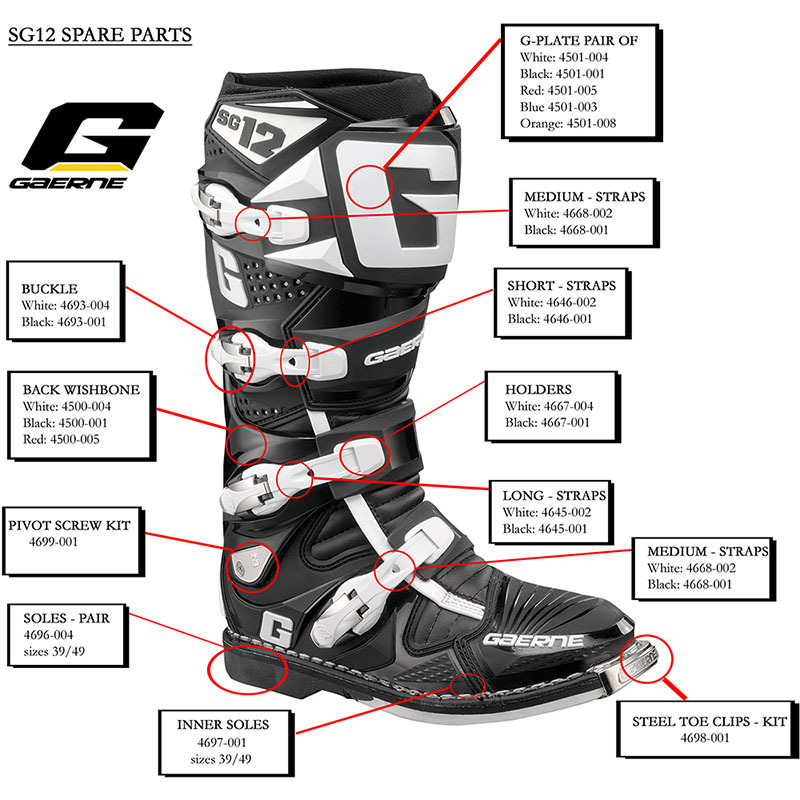 Gaerne Motocross Boots Size Chart