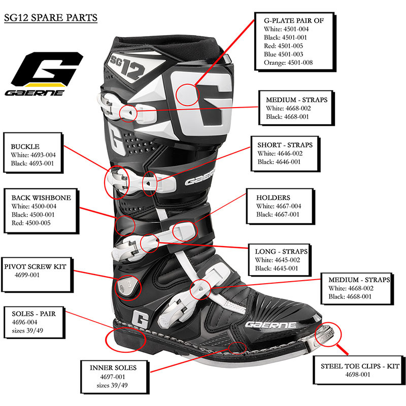 NEW Gaerne MX SG12 GReact SGJ Motocross Boot Parts Replacement Toe
