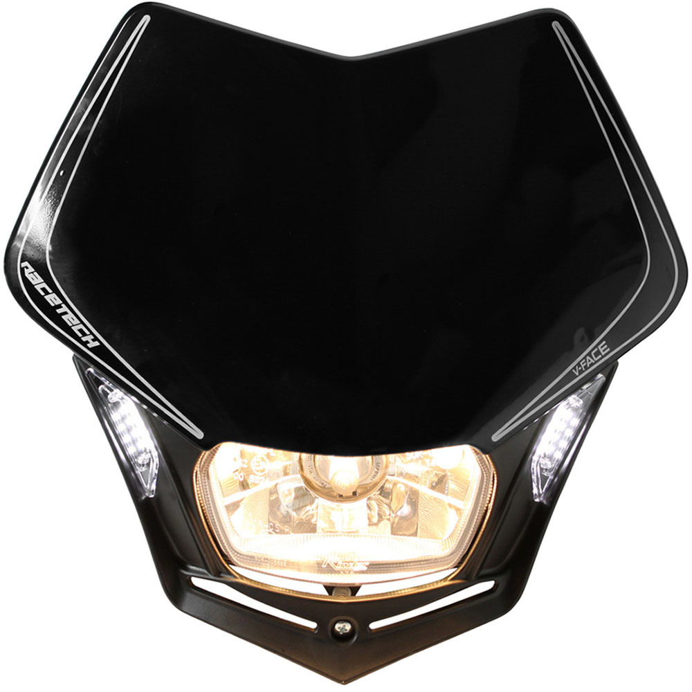 Racetech Mx Head Light VFace LED Black Off Road Motorbike Dirt Bike