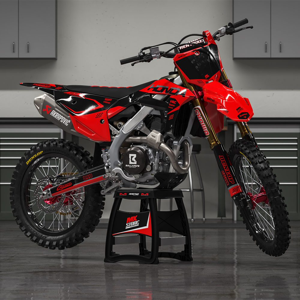 Ninetwo Decals Honda CRF250R 10-13 CRF450R 09-12 Red Black w/ Black BGS ...