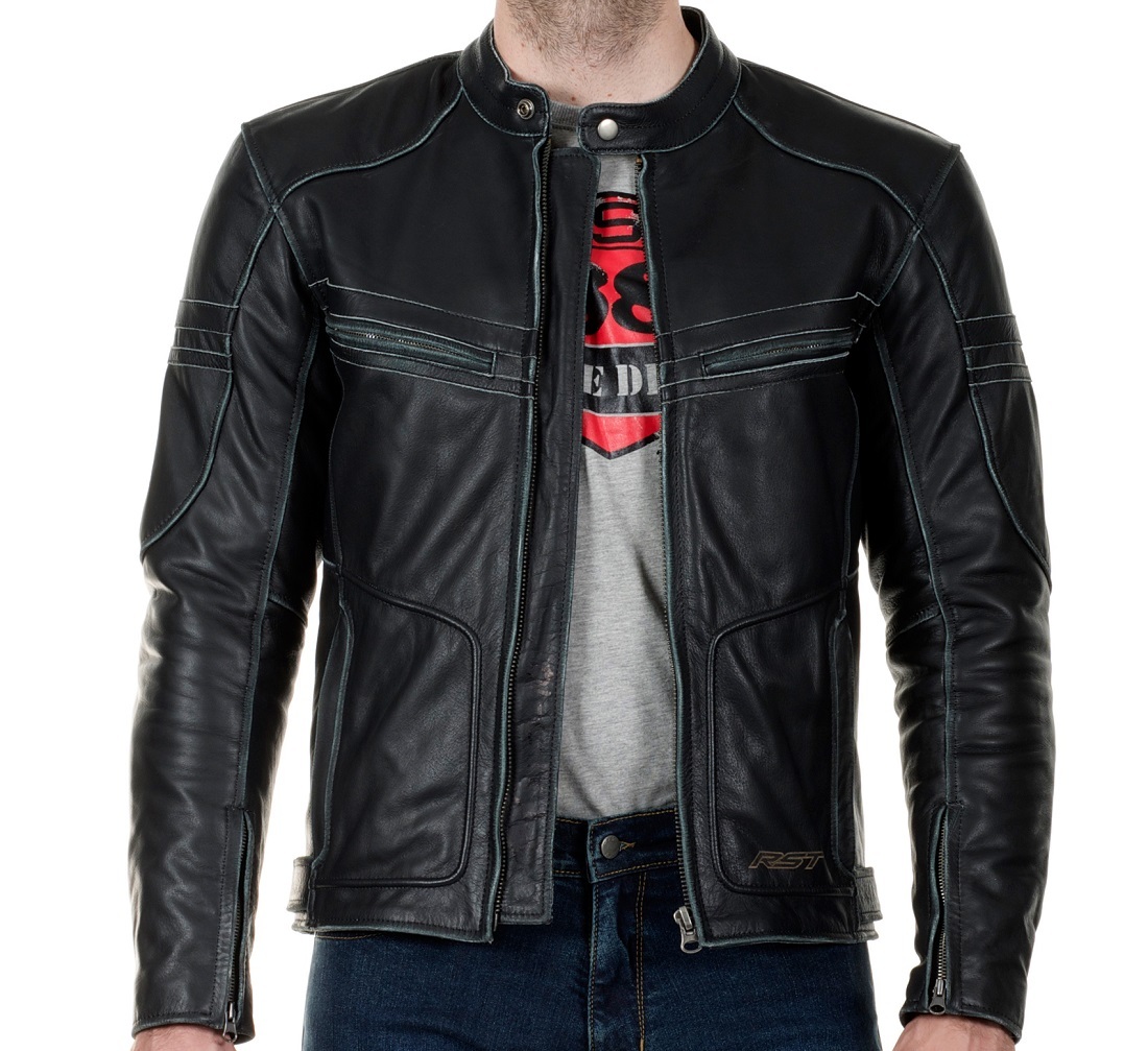 RST Roadster Classic Motorcycle Road Bike Black Fade Touring Leather Jacket | eBay
