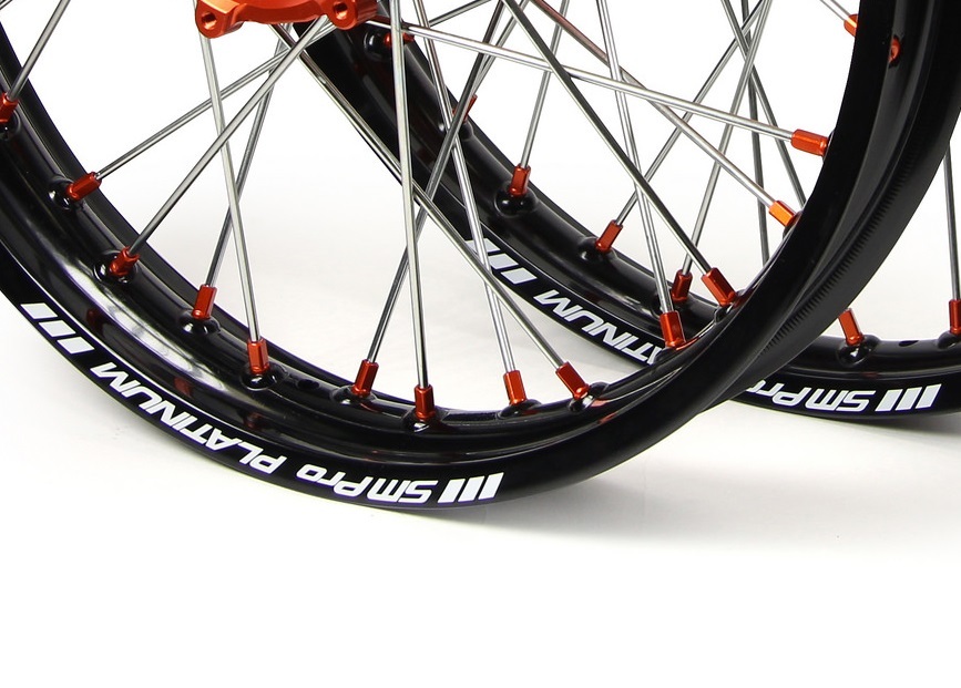 SM Pro Platinum KTM SX SXF 03 22 21 19 Black Orange Wheel Set SM Pro Wheels
