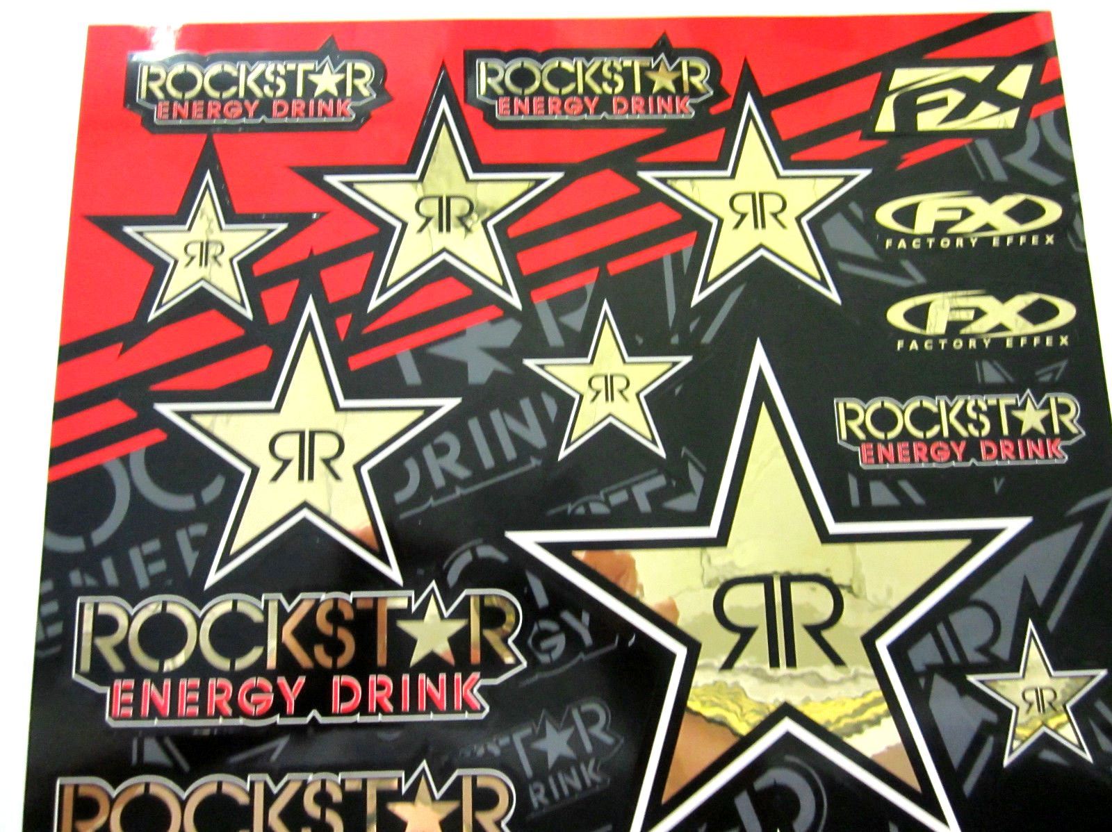 FX Rockstar Energy Gold Chrome Sticker Sheet - Factory Effex