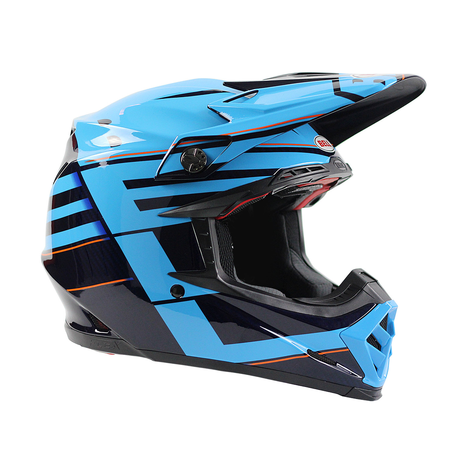 Bell NEW 2017 Mx Moto9 Flex Carbon Blocked Blue Motocross Dirt Bike