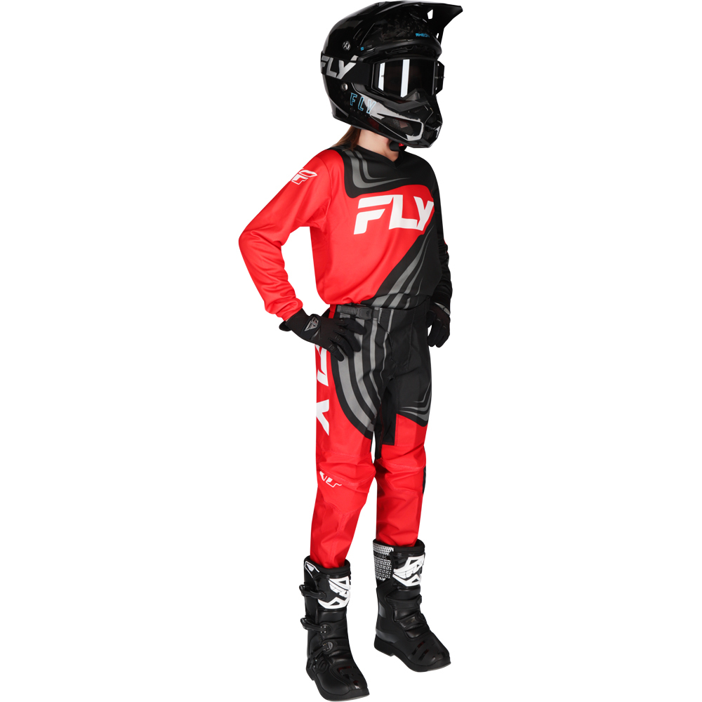 Fly Racing 2025 F-16 Black/Red/White Kids Gear Set at MXstore