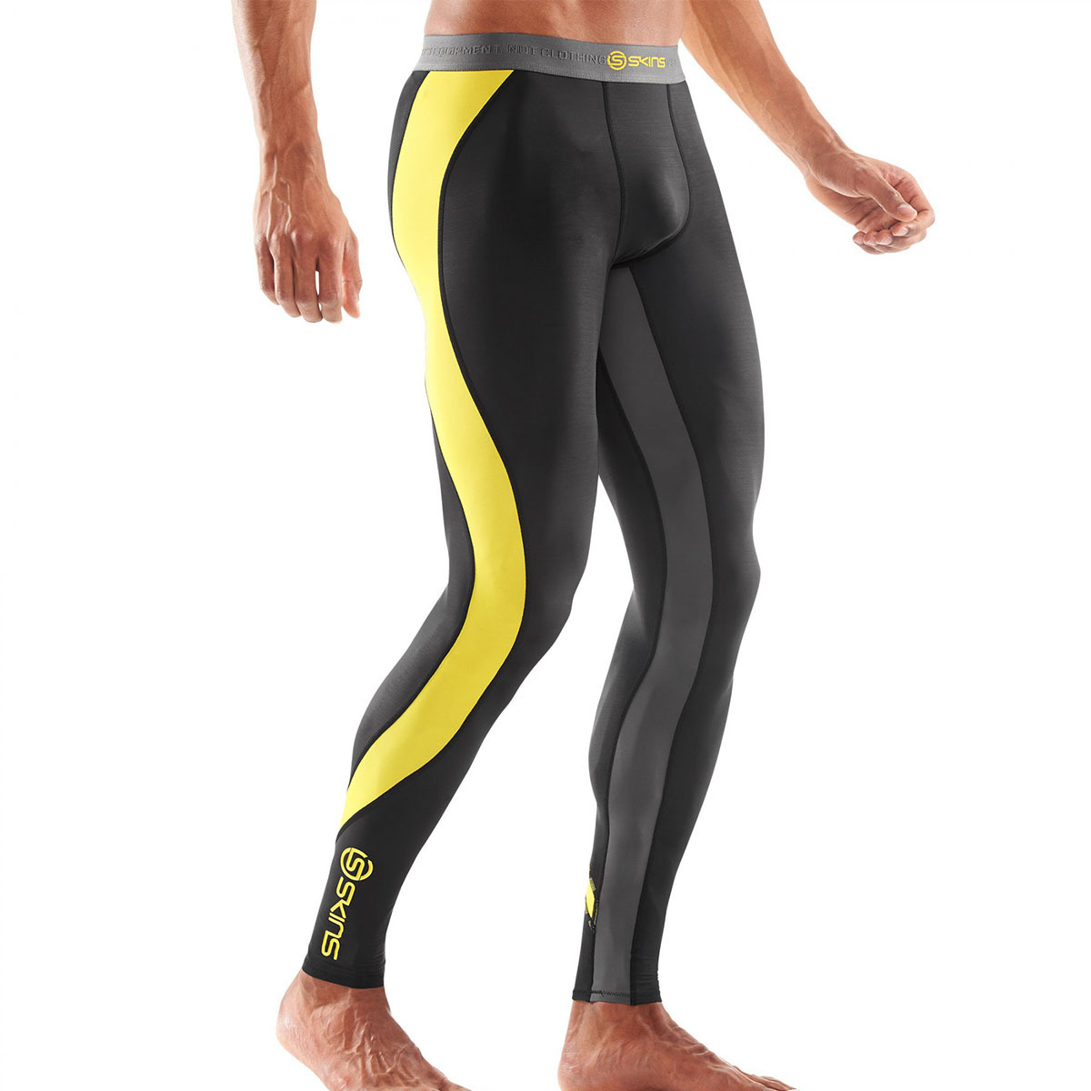 Skins NEW Mx DNAmic Black Yellow Pants Motocross Mens Long Compression