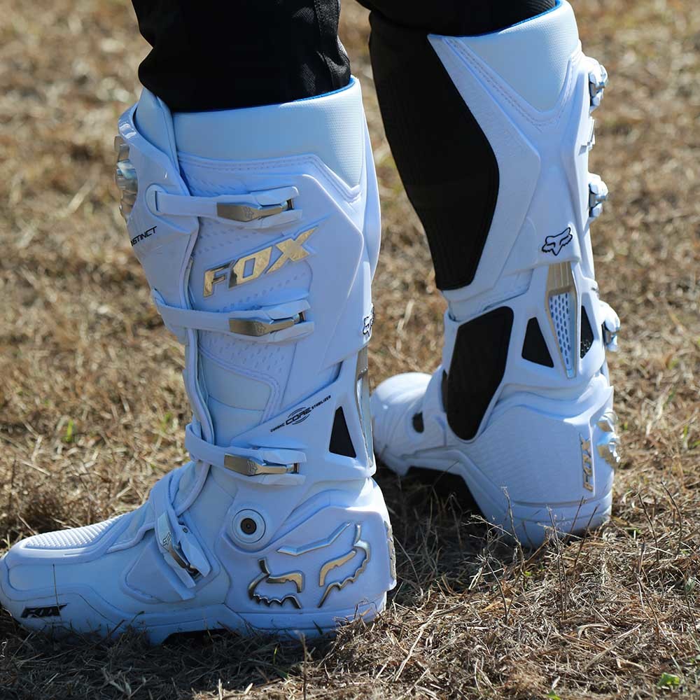 Fox 2019 Instinct White/Silver/Chrome Boots at MXstore