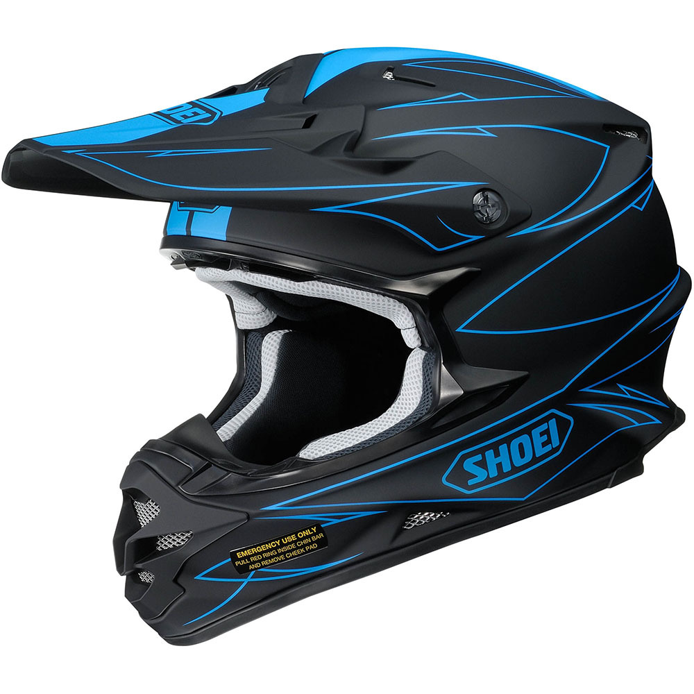 NEW Shoei VFXW Mx 2017 Hectic TC2 Matte Black Blue Adult Motocross