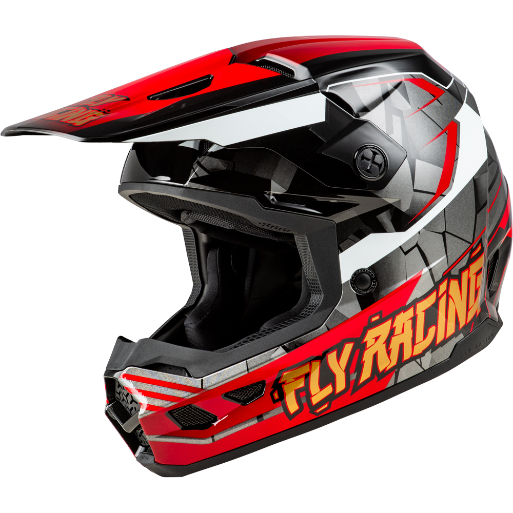 Fly Racing 2025 Kinetic Scorched Red/Black/White Kids Helmet