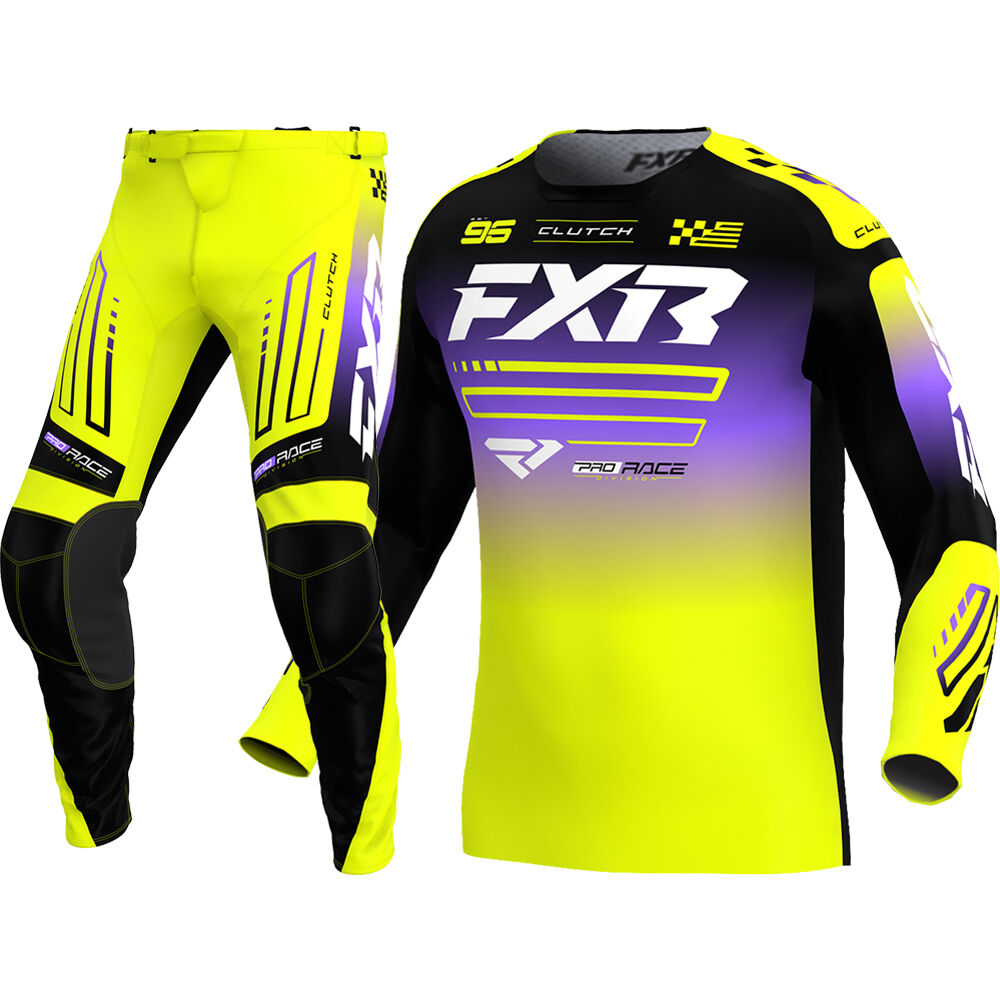FXR 2026 Clutch Hi-Viz/Black/Purple Kids Gear Set at MXstore