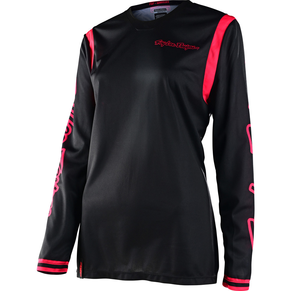 Troy Lee Designs MX 2023 GP Mono Black/FLO Red Womens Dirt Bike Jersey