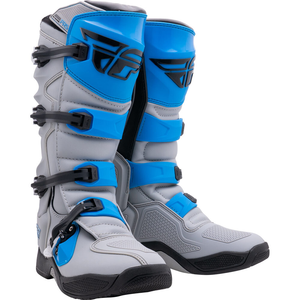 Fly Racing 2025 FR5 Grey Blue Boots at MXstore