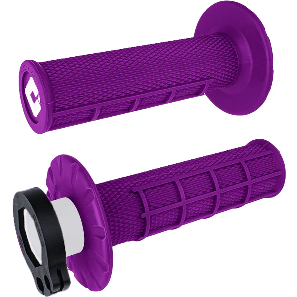 ODI V2 2T/4T Purple Half Waffle Lock On Grips at MXstore
