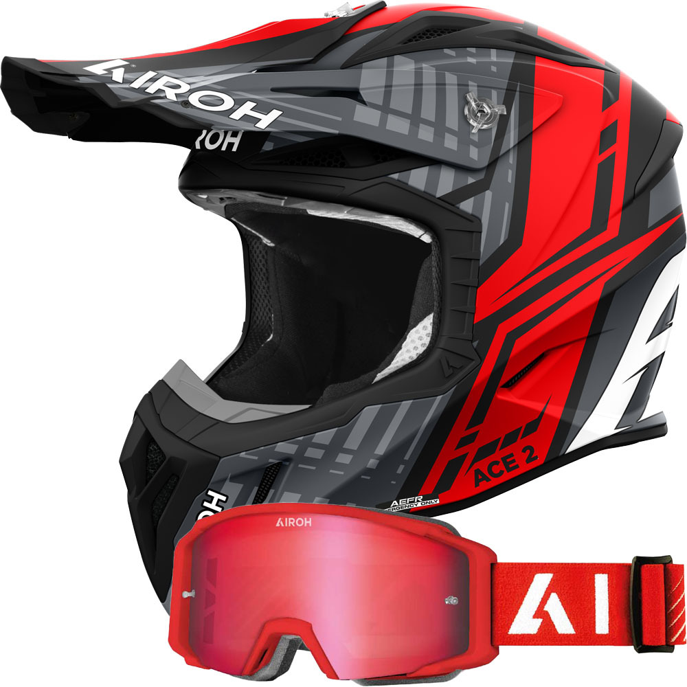 Airoh Aviator ACE 2 Proud Matte Red Helmet & Goggles at MXstore