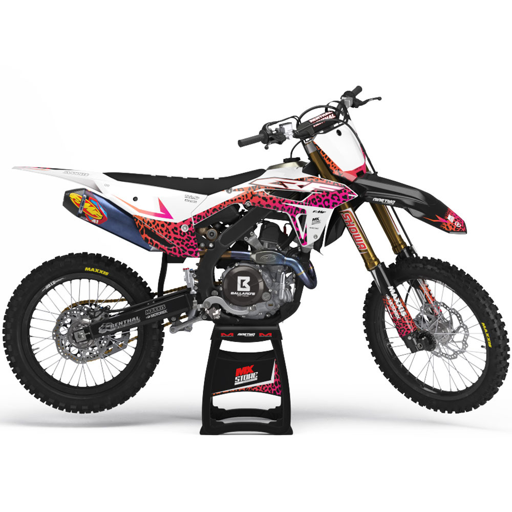 Ninetwo Decals Honda CR125-250 04-07 Polisport Retyle Pink Orange w/ White  BGS Leopard Graphics Kit at MXstore