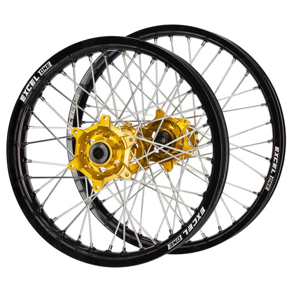 SM Pro/Excel One Suzuki RMX450Z 10-19 21"/18" Gold/Black Wheel Set - SM Pro Wheels