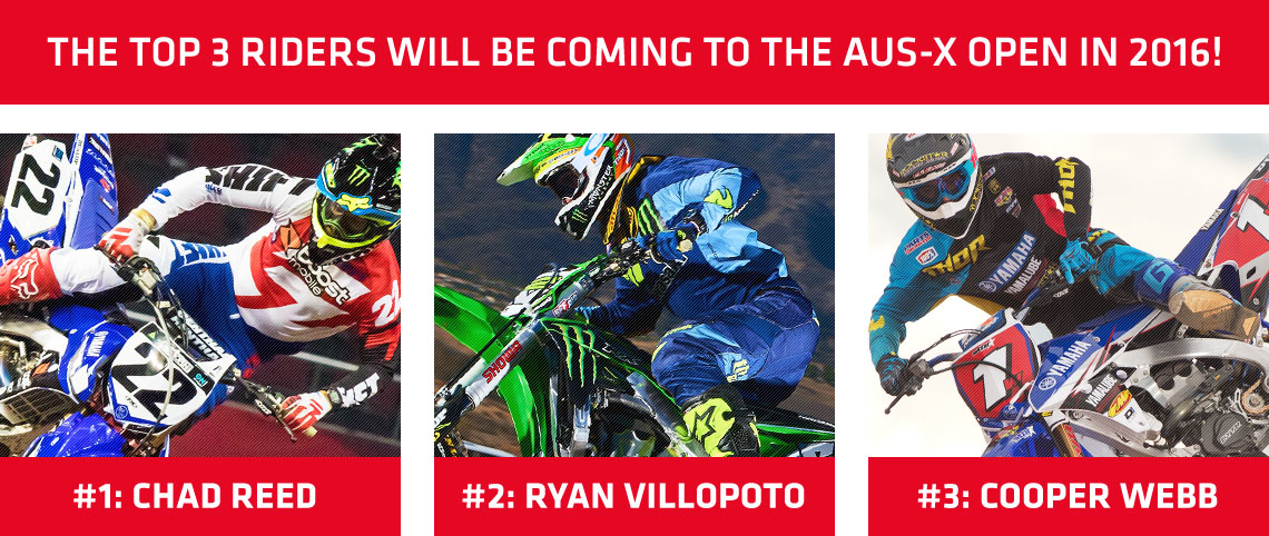 The top 3 riders attending Aus-X open 2016