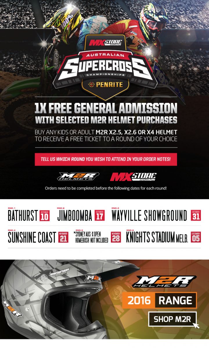 Buy M2R Helmets and get FREE Australian Supercross Tickets