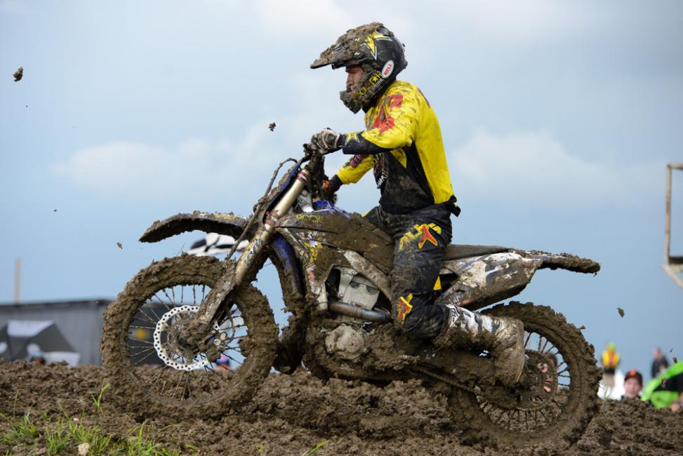 Colton Facciotti dealing with the mud
