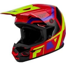 Fly Racing 2027 Kinetic Scrap Red/Hi Vis/Purple/Black Kids Helmet