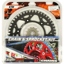 Supersprox KTM SX/SXF/EXC/EXC-F 00-27 EK Chain and Black Alloy Sprocket Kit