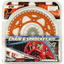Supersprox KTM SX/SXF/EXC/EXC-F 00-27 EK Chain and Orange Alloy Sprocket Kit