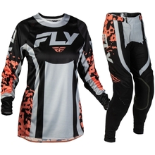 Fly Racing 2027 Lite Flake Black/Light Grey/Coral Womens Gear Set