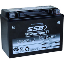 SSB Powersport VTX15L-BS 12V V-Spec High Performance AGM Battery