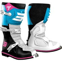 Shot Race Gear Race 2 White/Blue/Pink Kids Boots