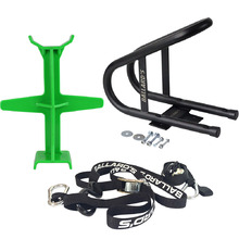 Ballards Wheel Chock w/ Mount Kit + Green Fork Support + Tie Downs Bundle