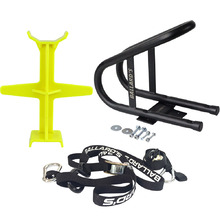 Ballards Wheel Chock w/ Mount Kit + Yellow Fork Support + Tie Downs Bundle