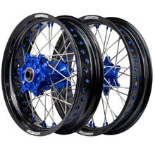 Axiom Husqvarna TE/FE 14-23 Black/Blue/Blue Cushed Motard Wheel Set
