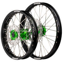Axiom Kawasaki KX80/85 BW 93-25 19"/16" Black/Green Wheel Set w/Discs