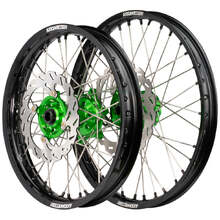Axiom Kawasaki KLX450R 07-24 21"/18" Black/Green/Black Wheel Set w/Discs