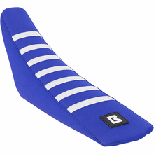 Ballards Yamaha YZ125/250 02-21 Blue/Blue/White Gripper Pleated Seat Cover