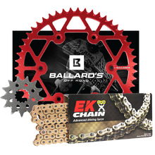 Ballards Honda CR250/CRF450R/X Red Alloy Sprocket & Gold MX Race Chain Kit