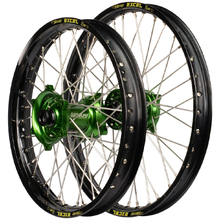 Envy/Excel Kawasaki KX250F-450F 19-26 19"/19" Black/Green Flat Track Wheel Set