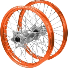 Haan/Excel Takasago KTM/Husqvarna/Gas Gas SX/TC/MC 24-27 21"/19" Orange/Silver Wheel Set