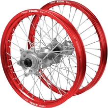 Haan/Excel Takasago KTM/Husqvarna/Gas Gas SX/TC/MC 24-27 21"/19" Red/Silver Wheel Set