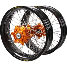 Haan/Excel Takasago KTM/Husqvarna/Gas Gas XC/TE/EC 23-27 17"/17" Black/Orange Cush Drive Wheel Set