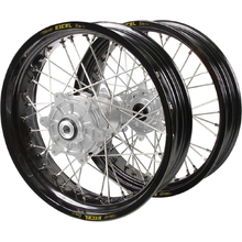 Haan/Excel Takasago KTM/Husqvarna/Gas Gas XC/TE/EC 23-27 17"/17" Black/Silver Cush Drive Wheel Set
