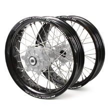 Haan/SM Pro Platinum Honda CRF250/450X 04-17 Black/Silver Cushed Motard Wheel Set
