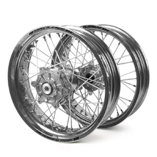 Haan/SM Pro Platinum Honda CRF250/450X 04-17 Silver/Silver Cushed Motard Wheel Set