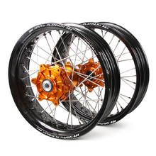 Haan/SM Pro Platinum KTM SX/SXF/EXC/EXC-F 16-23 Black/Orange Cushed Motard Wheel Set